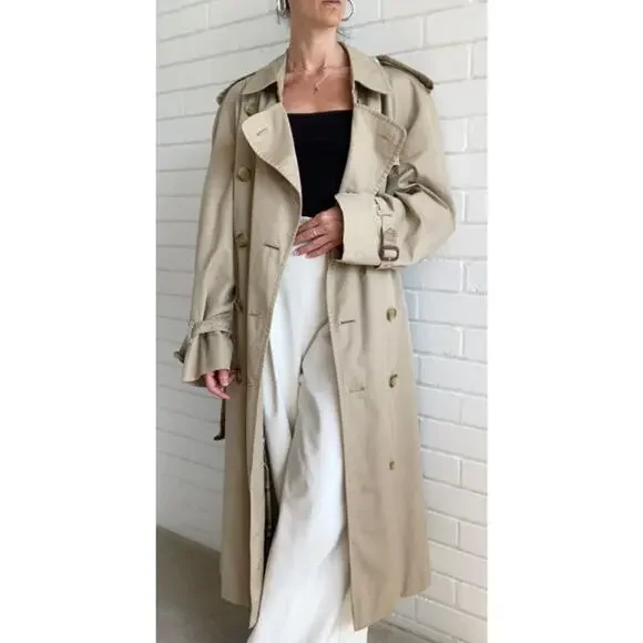 Burberry Beige Classic Trench Coat Vintage Jacket Full Novacheck Lining Cotton - Picture 9 of 12